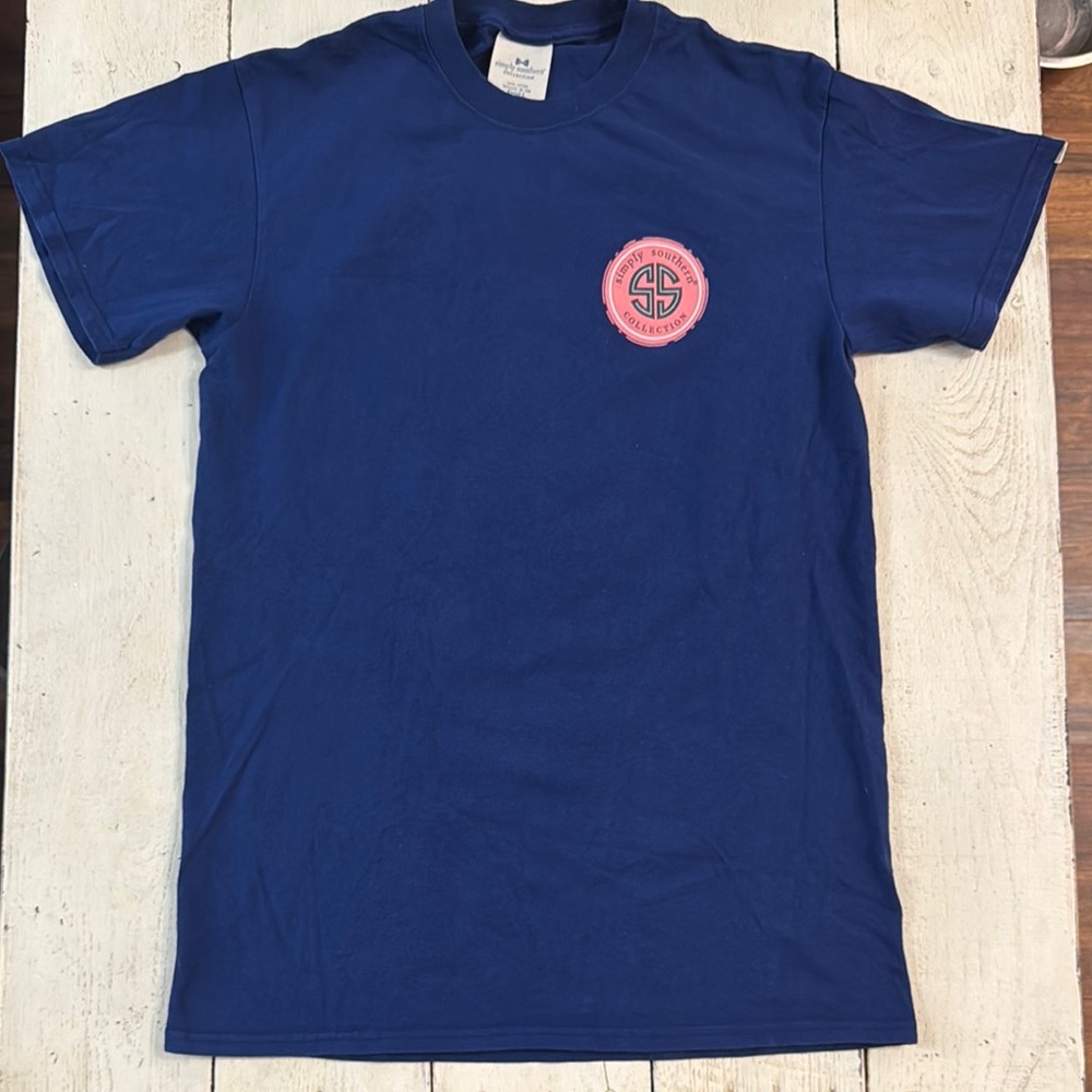 Navy Simply Southern T-Shirt with Pink Emblem & Design on back